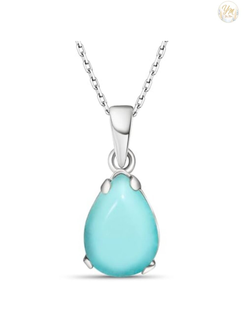 Sterling Silver Turquoise Pendant Necklace for Women, Handmade Elegant Jewelry